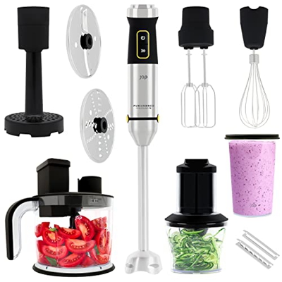 ForceBlend F3 Frullatore a Immersione | Robot da Cucina | Taglierina a Spirale Elettrica | Mixer ad alte Prestazioni 1500 watt | Acciaio e Nero