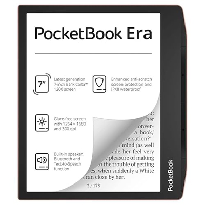 PocketBook e-Book Reader Era (64 GB di memoria, 17,8 cm (7 pollici), E-Ink Carta 1200, touch screen, retroilluminazione, Wi-Fi, Bluetooth) Sunset Copp