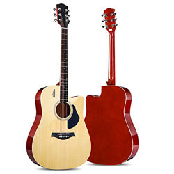 SheIRin Chitarra Acustica Principiante Full Size 41 Pollici Guitarra Acustica Solid Top Cutaway Chitarra Bundle Kit con Gig Bag Tuner Capo Picks Strap en oferta