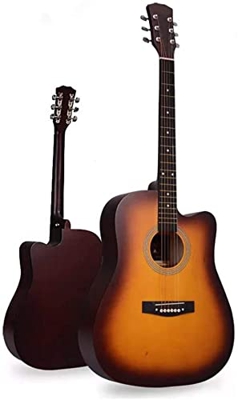 Full Size Guitar Acoustic Guitar 41 Inches Beginner Ballad Wooden Guitar Novice Practice Fingerstyle Rock Instrument Beginner Acoustic Guitar Starter 