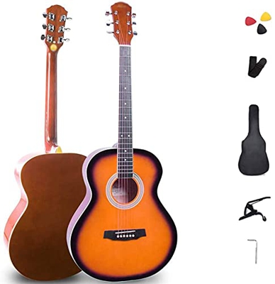 Full Size Guitar Acoustic Guitar Folk Pop Guitar Novice Practice Adult Travel Musical Instruments with Backpack 41 Inches Beginner Acoustic Guitar Sta