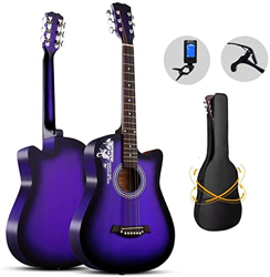 Full Size Guitar 38 Inches Folk Pop Music Rock Loud Sound Travel Musical Instruments with Tuner Backpack Sandalwood Wood Beginner Acoustic Guitar Star precio