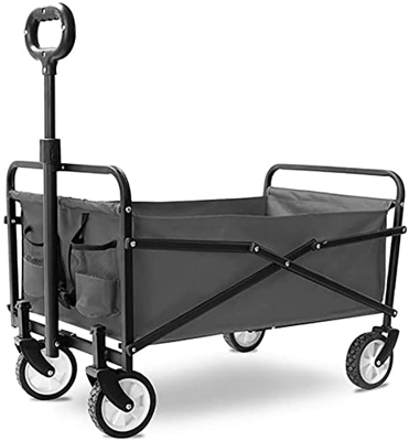 Folding Portable Garden Troey Cart Heavy Duty Wagon Multi-Function Ping Cart for Outdoor Camping Beach Supermarket Pu Truck (Color : Light Gray)