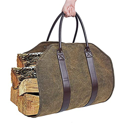 Firewood Bag Portable Storage Bag Tote Bag Canvas Match Rack Large Capacity Camping for Fireplace Firewood Firewood Bag Carrier en oferta