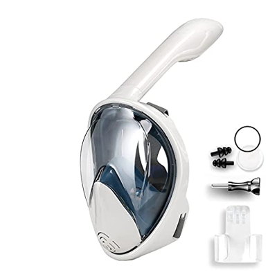 Samnuerly Maschera Subacquea 180° Antiappannamento Anti-Perdita con Tubo Pieghevole e Supporto per Fotocamera per Adulti E Bambini Giovani per Snorkel