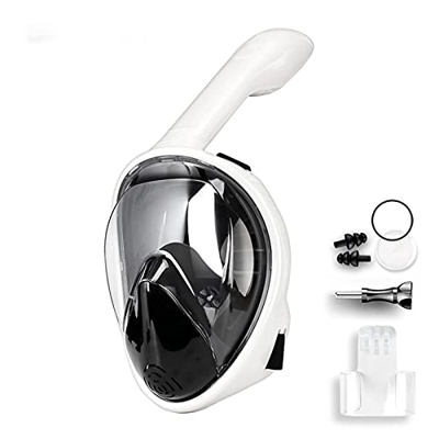 Samnuerly Maschera per Immersioni subacquee Full Facesnorkel Vista a 180° Antiappannamento Anti-Perdita con Tubo Pieghevole e Supporto per Fotocamera 