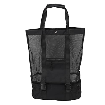 Wnesy Borsa portaoggetti Borsa da Spiaggia Nera Due in Una Rete di Cotone per Barbecue da Campeggio all'aperto