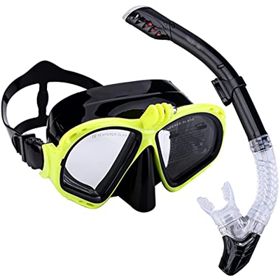 Set da Snorkeling Premium Maschera da Sub per Adulti Snorkeling Immersioni subacquee Occhialini da Nuoto Maschera Set da Snorkeling Secco con Supporto