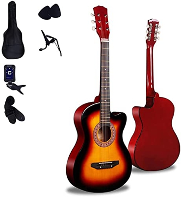 Full Size Guitar Guitar Student Practice 38 inch Rural Stage Performance Adult Folk Musical Instrument Waterproof Backpack Tuner Beginner Acoustic Gui