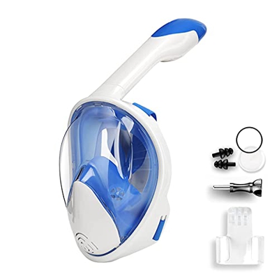 Samnuerly Maschera Subacquea 180° Antiappannamento Anti-perdite con Tubo Pieghevole e Supporto per Fotocamera per Adulti E Bambini Giovani per Snorkel