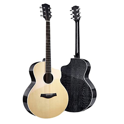 SheIRin Chitarra Acustica con Custodia, Costruzione in Abete ed eucalipto, con Custodia, Tracolla, Plettri e Panno per lucidare