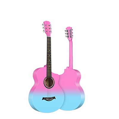 SheIRin Chitarra Acustica Fashion Gradient 38'' - Bundle Naturale con Custodia, accordatore, Corde, Cinturino, Plettri