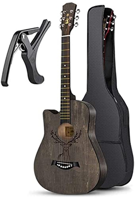 Full Size Guitar Acoustic Guitar Adult Travel Student Practice Cut Surface Design 38 inch Ballad Guitar Waterproof Backpack Capo Beginner Acoustic Gui