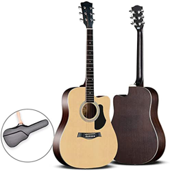Full Size Guitar Acoustic Guitar Travel Guitar Student Exercises Folk Musical Instrument Metal Strings 40/41 Inches Adjustable Sound Spruce Beginner A en oferta