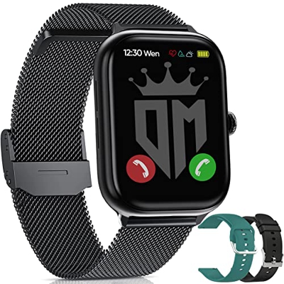 Smartwatch da uomo Android con funzione telefonica nera – Orologio da uomo smartwatch da 1,7" smartwatch con funzione di chiamata, contapassi, fitness