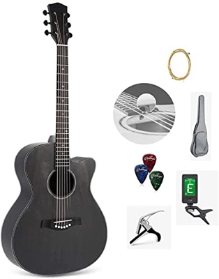 Full Size Guitar Acoustic Guitar Hand Polished Beginner Adult Travel Guitar Outdoor Music Rock Crisp Sound Matte Musical Beginner Acoustic Guitar Star