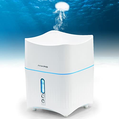 Ankrs Diffusore di Oli Essenziali, Diffusore Medusa 500ml Umidificatore Ultrasuoni, Diffusore Aromaterapia con Luce LED Multicolore, Spegnimento Autom