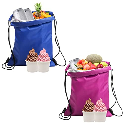2 Pack Sacchetti Pranzo Isolati Con Coulisse, Sacchetti Pranzo Impermeabili Pieghevoli, Isolamento, Borse Termiche, Sacchetti Pranzo Per Lavoro, Scuol