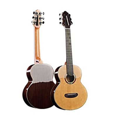 SheIRin Pacchetto Naturale per Chitarra Acustica in Legno massello di Abete e Palissandro da 38'' con Custodia, accordatore, Cinturino, Corde, Plettri