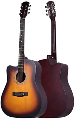 Full Size Guitar Acoustic Guitar 41 Inches Beginner Ballad Teens Can Carry Fingerstyle Wooden Guitar Adjustable Metal Knob Beginner Acoustic Guitar St