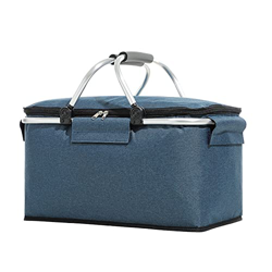 Versatile Picnic Cooler Box Isothermal Portable Collapsible Lunch Bag Market Basket Bag for Family Outdoor Party in Spring Outdoor Basket (Color : D)  precio