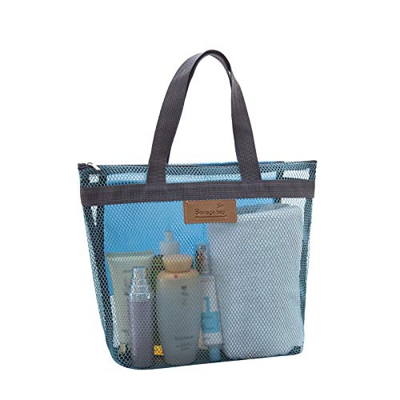 CiniYuklo Borsa da bagno per attività all'aperto, in rete, da viaggio, per la spiaggia, per la casa e l'organizer, traspirante, per vestiti (azzurro, 