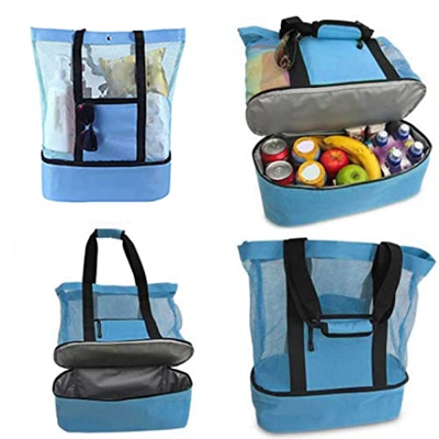 JMYSD Pratica Borsa da Spiaggia, Borsa da Picnic Isolata a Doppio Strato con Una Spalla, Borsa Pieghevole per Shopping, Viaggi, Picnic