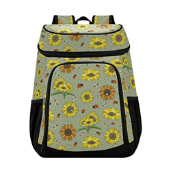 Salvia Girasoli Api Coccinelle Zaino Raffreddamento Donne Uomini Picnic Borse Termiche Isolate Grande Capacità Borse Pranzo per Lavoro Pesca Escursion precio