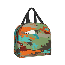 Camouflage Beautiful Camo Isolato Lunch Bag Riutilizzabile Borsa Termica Termica Tote Bag Con Tasca Frontale Per Le Donne Degli Uomini di Viaggio Lavo características