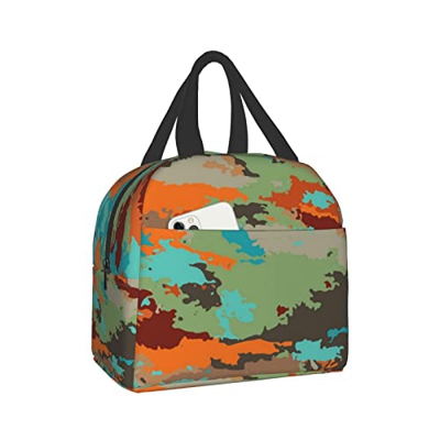 Camouflage Beautiful Camo Isolato Lunch Bag Riutilizzabile Borsa Termica Termica Tote Bag Con Tasca Frontale Per Le Donne Degli Uomini di Viaggio Lavo