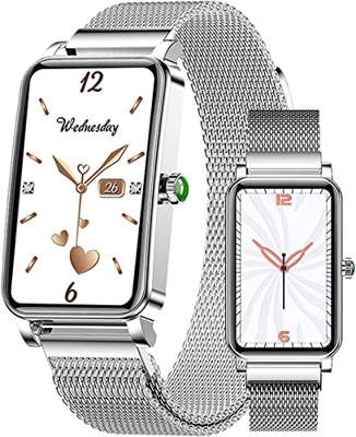 Smartwatch da Donna 1.45 Pollici Touch Screen Fitness Tracker IP68 Orologio Impermeabile con frequenza cardiaca Pressione sanguigna Fisiologia Femmini
