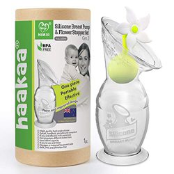 haakaa - Tiralatte in silicone con base a ventosa e tappo per fiori, 100% silicone per uso alimentare, senza BPA e ftalati, 100 ml, colore: Bianco en oferta