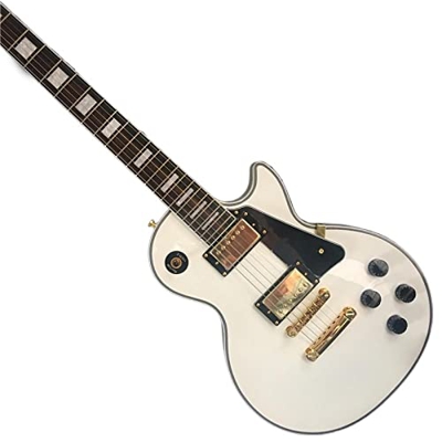 AURH Tastiera di Tastiera di Sequoia, Chitarra Elettrica Hardware Dorato Bianco Acustico in Acciaio Acustico Chitarre XIXINYA (Color : Guitar, Size : 