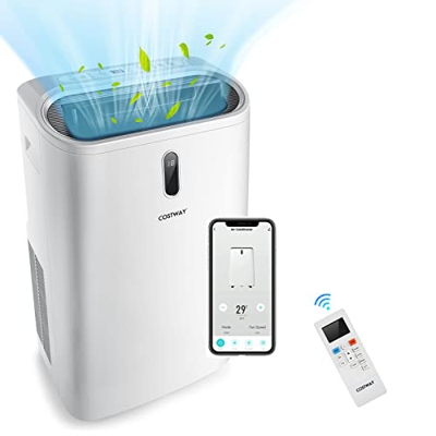 COSTWAY Condizionatore Portatile, Climatizzatore portatile 4 in 1 Con Raffreddamento, Ventola, Deumidificazione e riscaldamento, 3 Velocità Regolabili