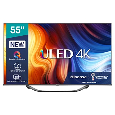 Hisense 55" ULED UHD 4K 2022 55U71HQ, Smart TV VIDAA 6.0, HDR Dolby Vision, ADS, Controlli vocali Alexa Built in/Google Assistant, Tuner DVB-T2/S2 HEV