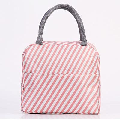 Borsa Frigo Donne Portatile Funzionale Strisce Isolati Isolati Food Picnic Kids Cooler Lunch Box Borsa Borsa Tote 994 (Color : Pink Striped)