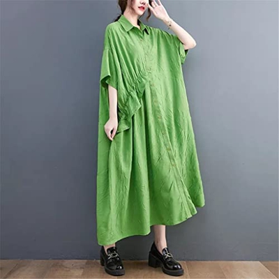 WALNUT Single Sfritto Chic's Girl's Sliet Accogliente Abito Estivo Fashion Summer Women Casual Midi Dress (Color : Green, Size : One Size)