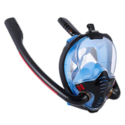 Scudo facciale dello snorkeling Faccia Full Face Double Tubo SCUBA SILICONE COPERCHIO ANTI-FOG Anti-Fog e Blue Blu Nero antide-foglio L XL Dimensioni, precio
