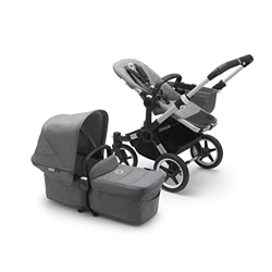 Bugaboo Donkey 3 – Passeggino singolo e passeggino gemellare in un unico – Passeggino pieghevole leggero con tettuccio parasole grigio e telaio in all precio
