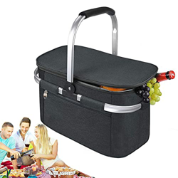 ZZAMG Borsa Termica Pieghevole da 34 Litri, Borsa Termica per Attrezzi da Esterno con Zip e Manici Pieghevoli in Alluminio, Borsa Termica Pieghevole p precio