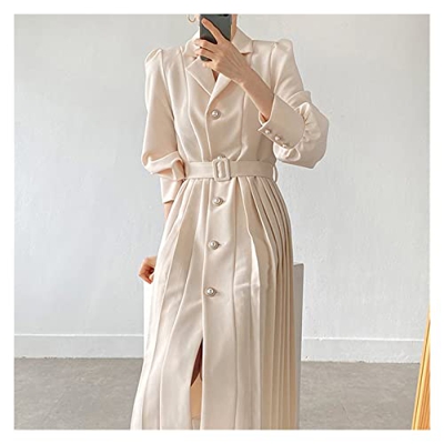 WALNUT Abito a Pieghe sciolte Donne Autunnali Autunno Abricotto Abito Blazer Abito Blazer Office Donna Vestiti (Color : A, Size : One Size)