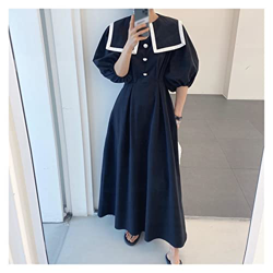 WALNUT Fashion Sailor Collar Colori Contrastanti Vestiti Abiti da Piloter in Poliestere Abiti da Donna con Manica sbompi (Color : B, Size : One Size) características