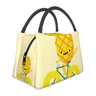 Borsa termica portatile per bici da ananas, borsa isolante di grande capacità.