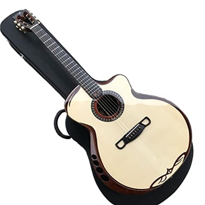 AURH Merida. Sadhu. Chitarra Acustica, Top abetetto Solido, Palissandro Posteriore e Lati, Tutta la Chitarra in Legno massello XIXINYA (Color : Guitar