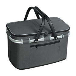 LIQINGG Borsa termica da 26 l, per la spesa, grande cestino termico, cestino da picnic, borsa per viaggi, picnic, shopping (grigio) precio