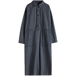 WALNUT Abito in Jeans Vintage a Maniche Lunghe Donne Abbigliamento Casual Bottoni Allentate Tuniche Tuniche Femminili (Color : N, Size : L Code) características