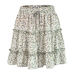 WALNUT Summer Floral Stampa Mini Gonna Sexy for Donne Bandage High Waist Frills Short Gonna Femminile a Pieghe Casual (Color : A, Size : XXL Code) precio