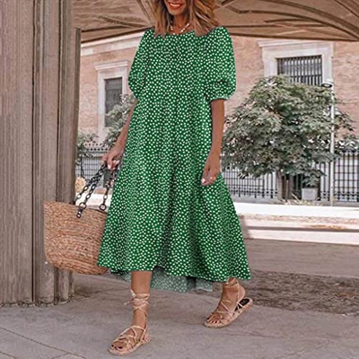 WALNUT Abito da Donna Shirt Abito a Manica Corta Elegante Abito Summer Midi Abito Midi Summer Dress (Color : A, Size : M Code)