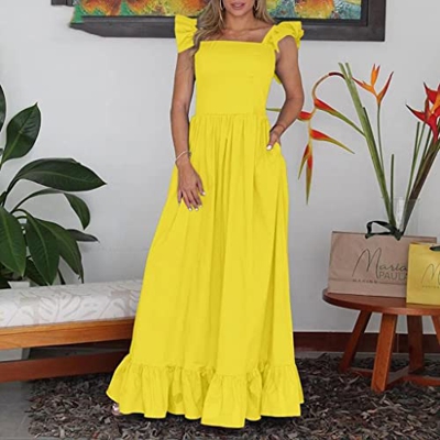 WALNUT Summer Women Dress Long Drendice Associazioni for Le Vacanze for Donne Abito Oversize Corta (Color : A, Size : S Code)