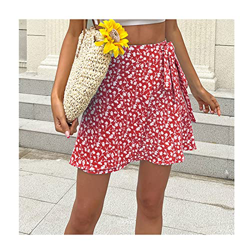 WALNUT Sweet Floral Stampa Short Minigons Women Women Summer High Waist Gonna con Papillon (Color : A, Size : XXL Code) características